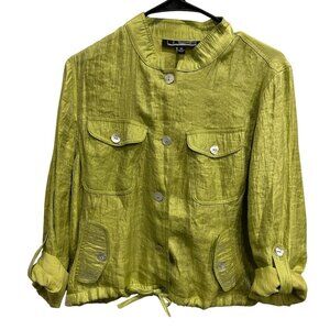 Vintage Linear Green  Button-Up Lightweight Safari Jacket Sz Medium